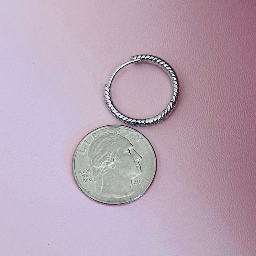 925 Sterling Silver Hoop Earrings - Picture 8 of 9